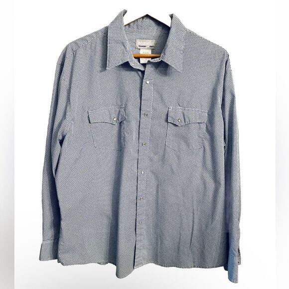 Wrangler Wrancher Shirts long sleeve Geometric Blue Perl Snap casual Men’s XXL - Picture 1 of 8